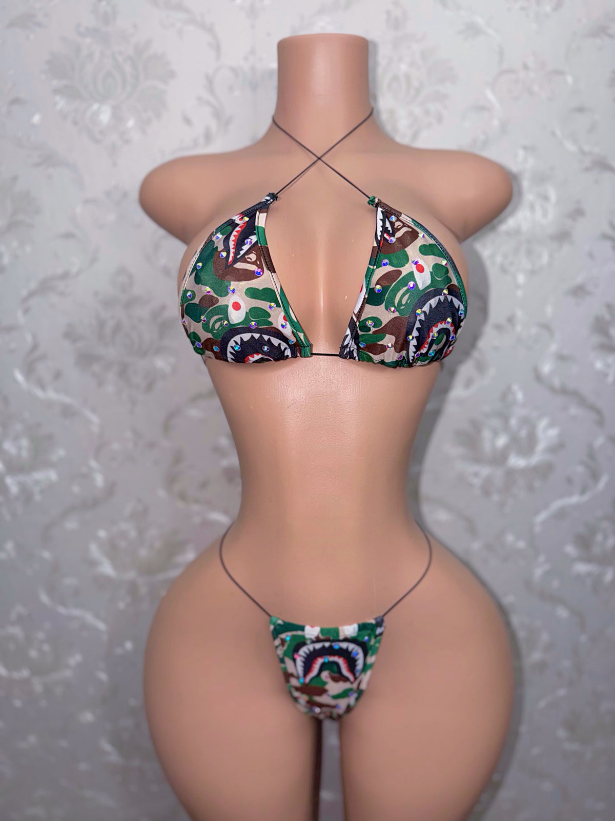 Jungle Doll Green Camo Bikini Fits XS-XL