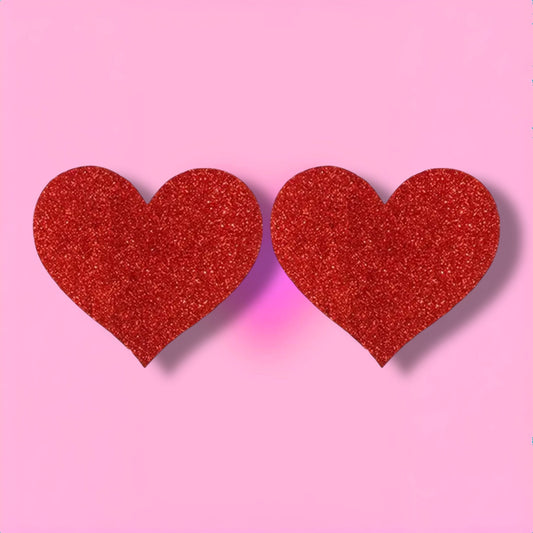 Glitter Pasties Red Hearts
