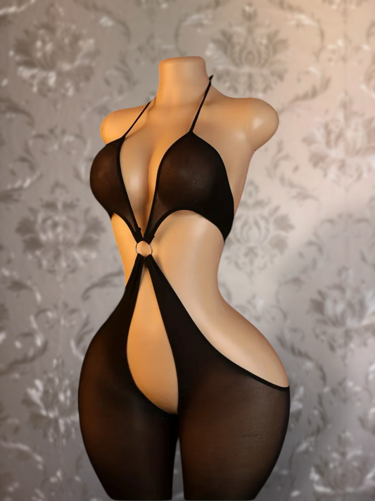 Star O-Ring Mesh Bodystocking Fits XS-M & Curvy M-XL