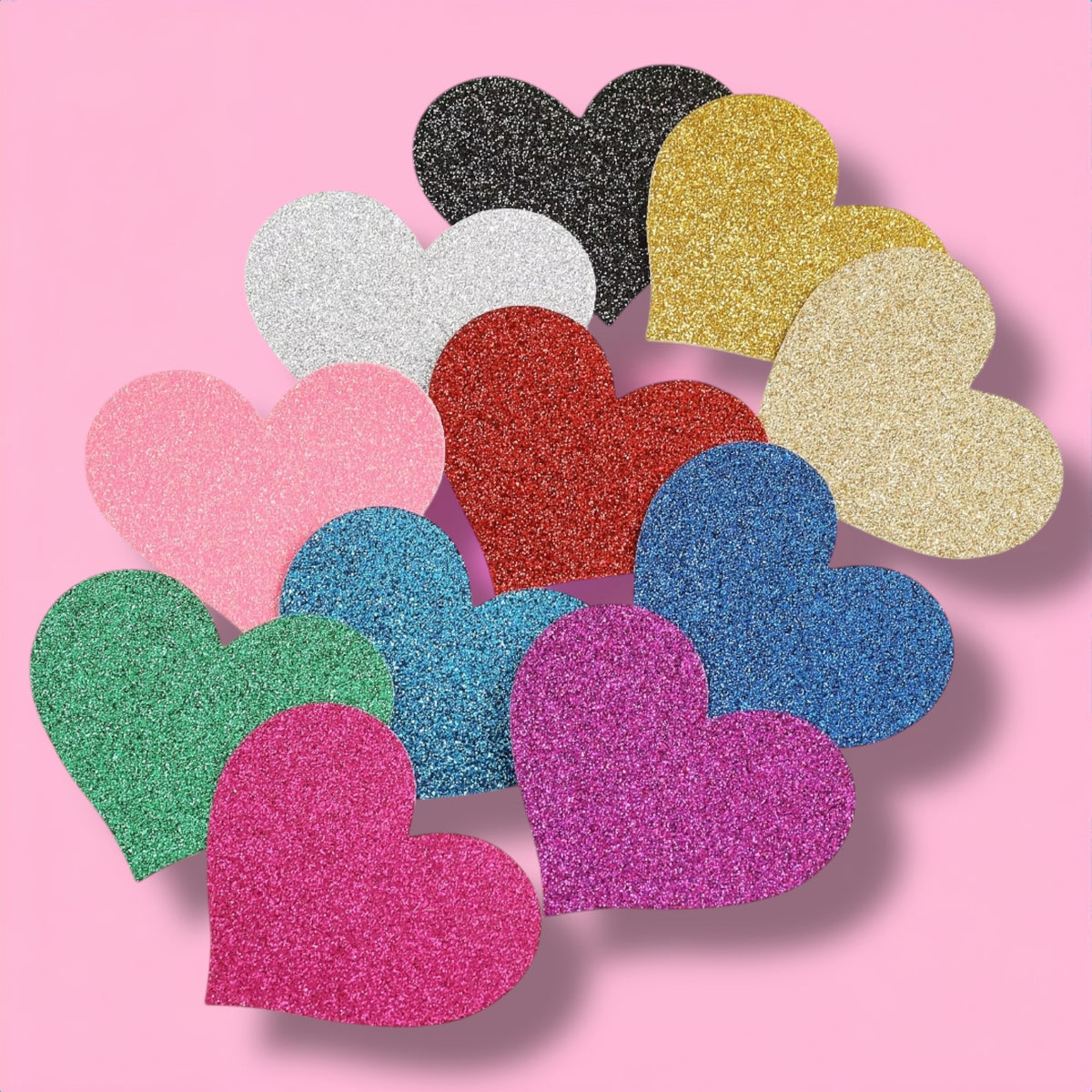 Glitter Pasties Black Hearts