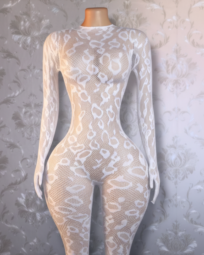 Sherice Cheetah Fishnet Bodystocking One Size Fits All