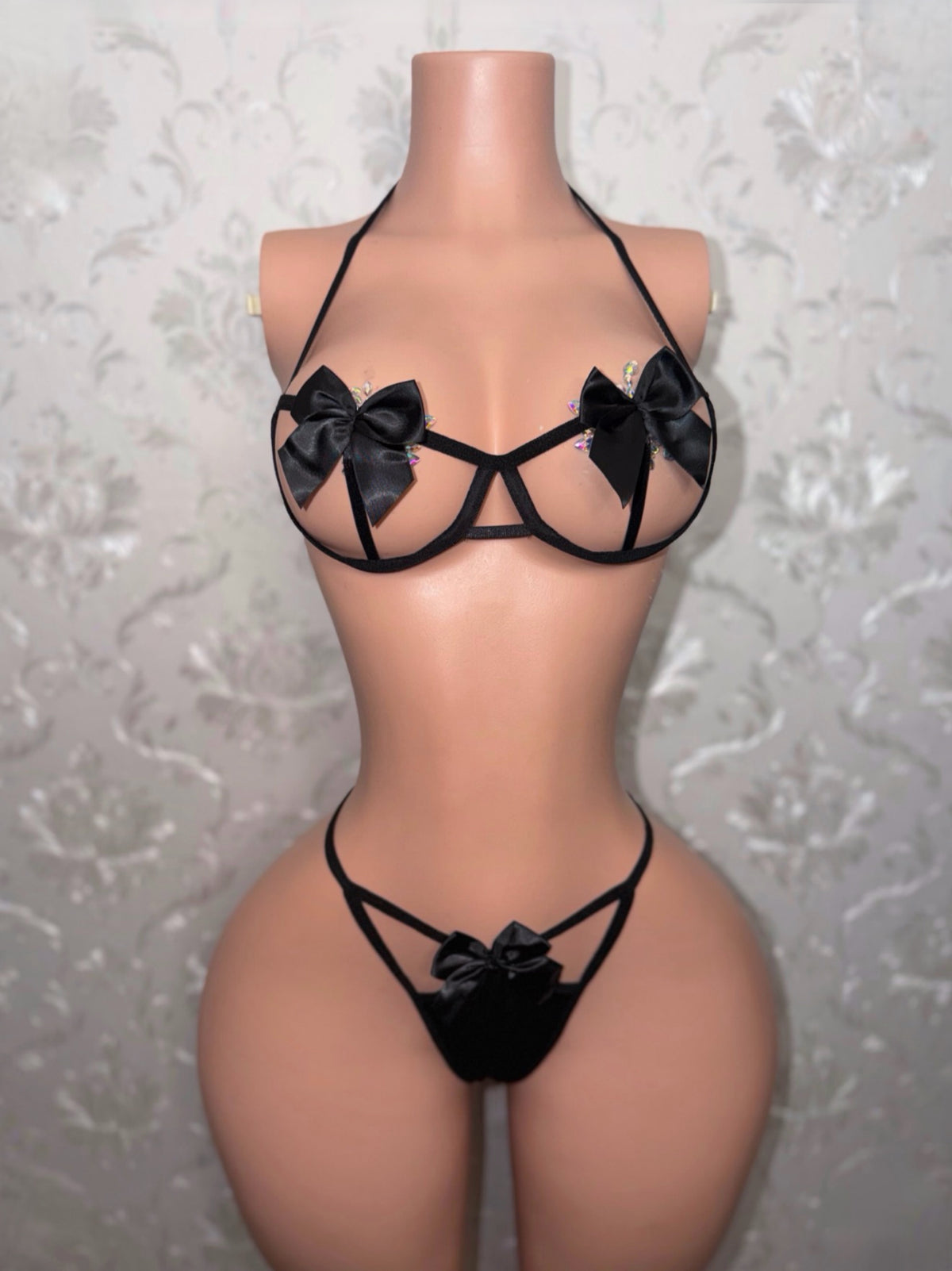 P Fairy Bows Bra and Thong 2 Piece Set