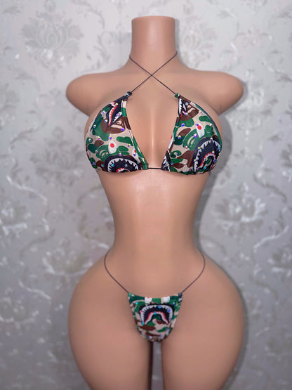 Jungle Doll Green Camo Bikini Fits XS-XL