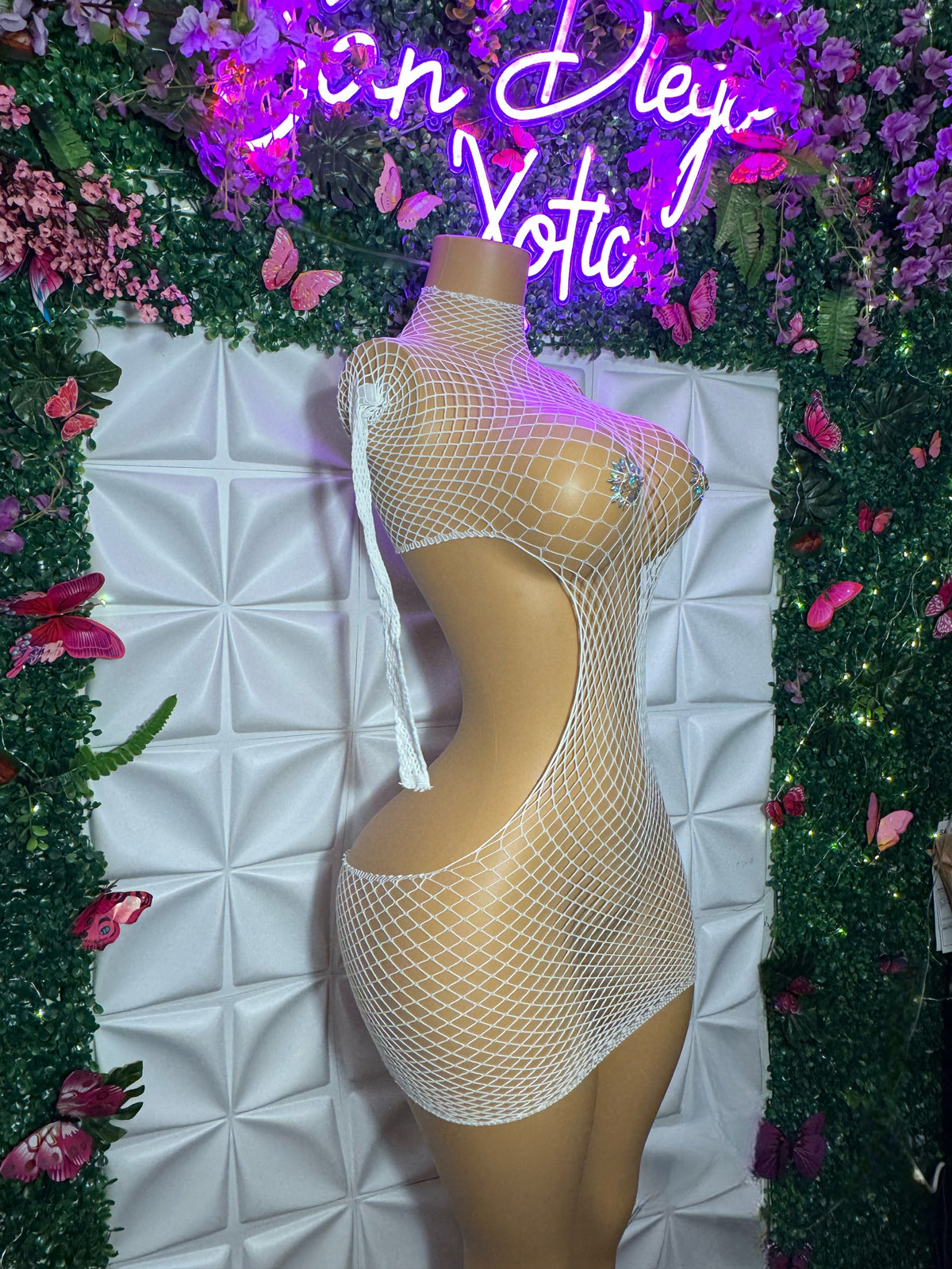 Lex Hollowed Out Sides Fishnet Dress Fits XS-L