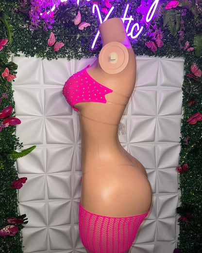 Riyah Diamond Studded Mesh Kini 3 Piece Set