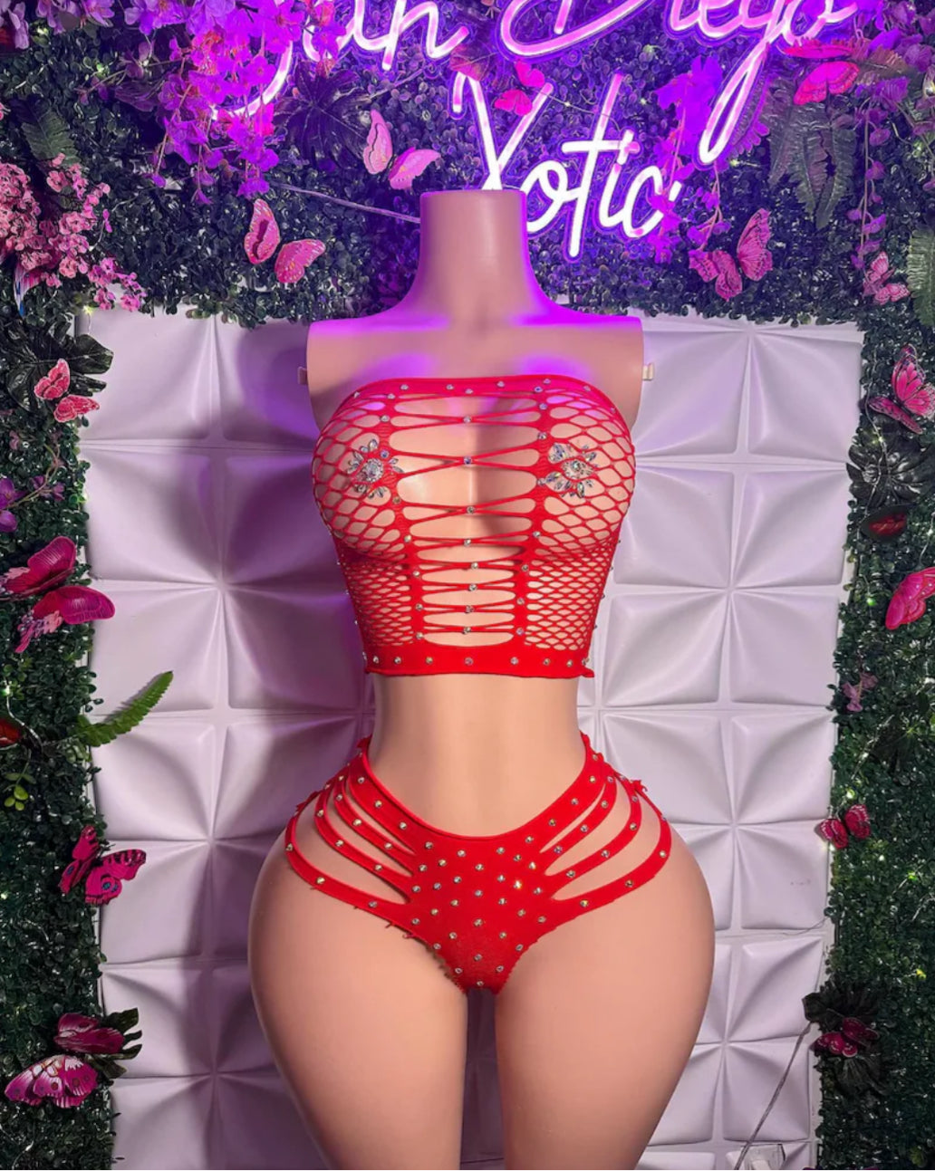Natina 2 Piece Cheeky Fishnet Thong Set One Size Fits All