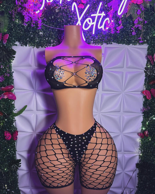 Destiny Fishnet Shorts Set Fits All Sizes