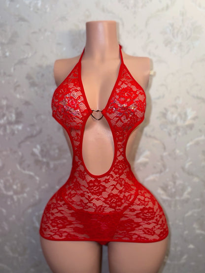 Cupid Lace Hater Mini Dress Set Fits S/M