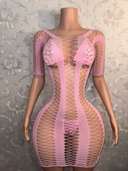 Giana Fishnet Set Dress and Bikini Fits XS-L