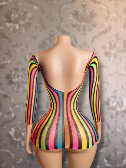 Jamaica Rainbow Fishnet Dress Fits All Sizes