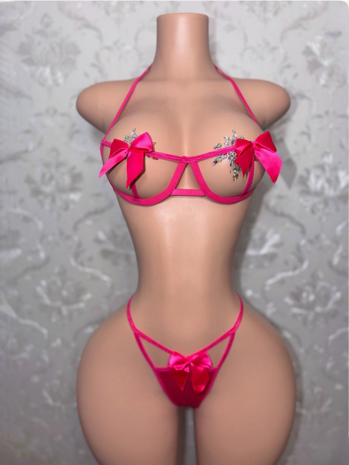 P Fairy Bows Bra and Thong 2 Piece Set