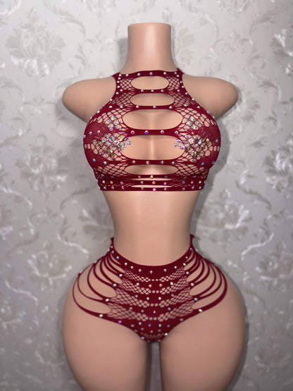 Nairobi Fishnet Cheeky Thong Set Fits XS-L