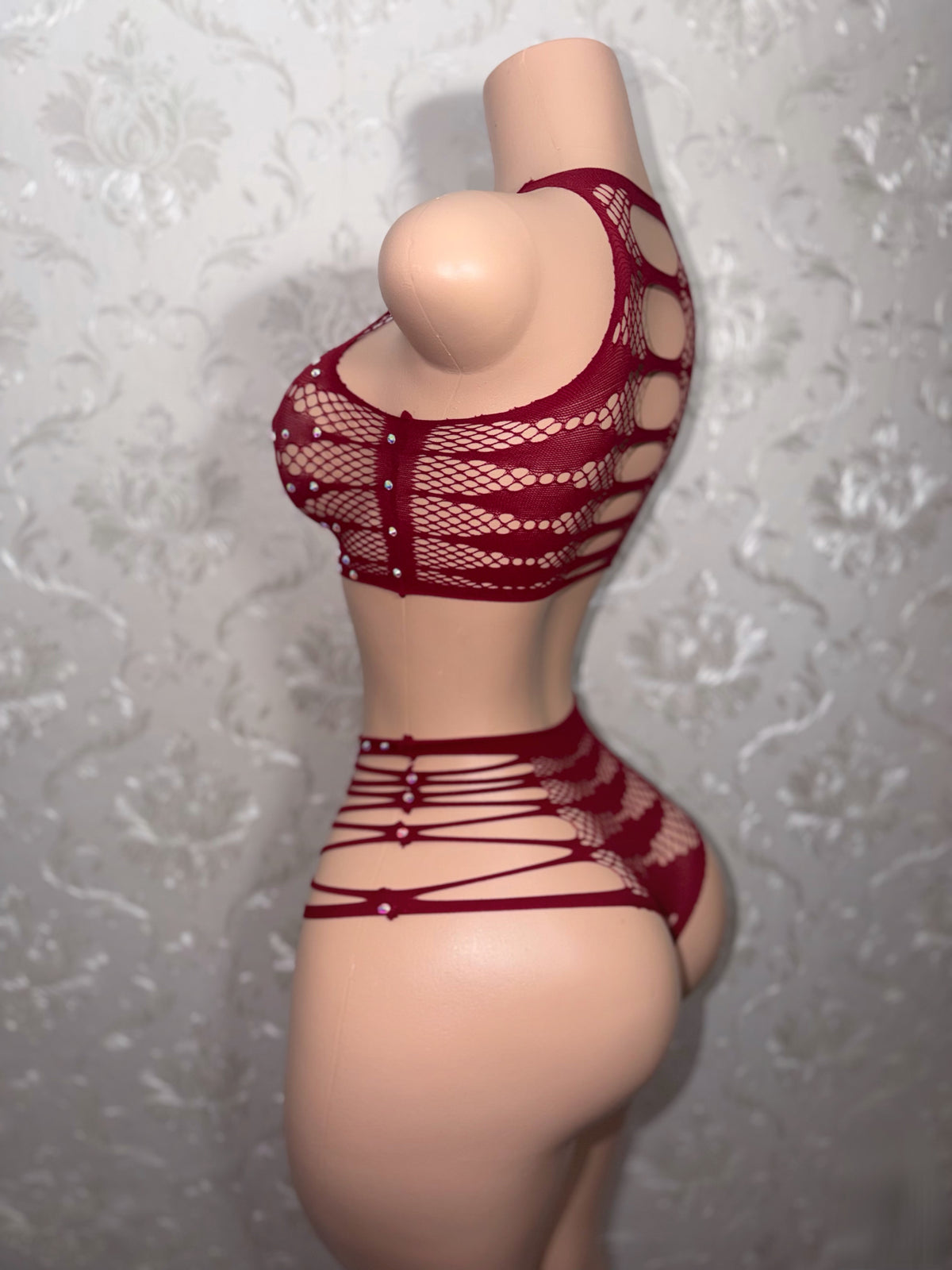 Nairobi Fishnet Cheeky Thong Set Fits XS-L
