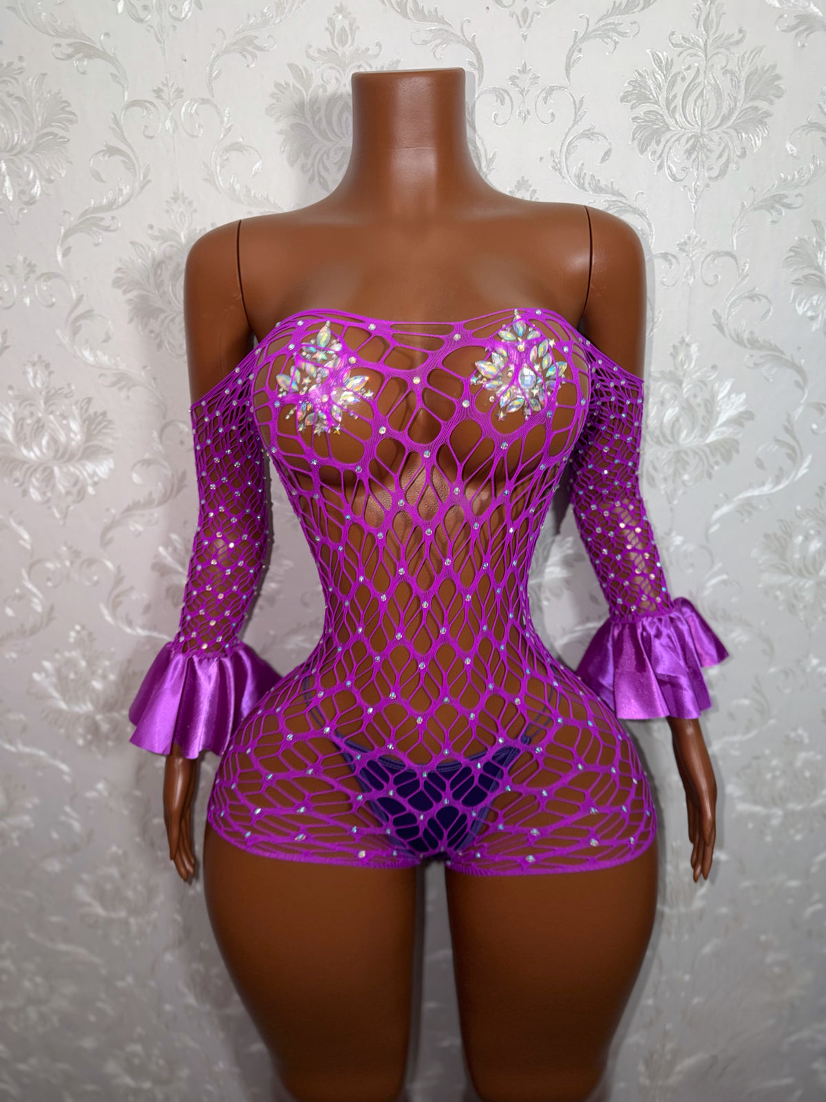 Kayla Fishnet Romper Fits Regular To Plus Size M-XXL
