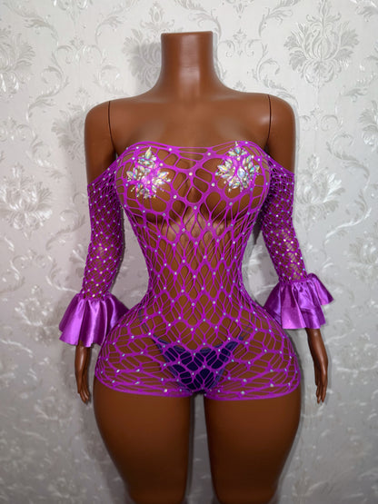 Kayla Fishnet Romper Fits Regular To Plus Size M-XXL