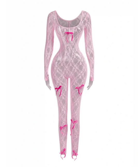 Porsha Lace Jumpsuit with Bows