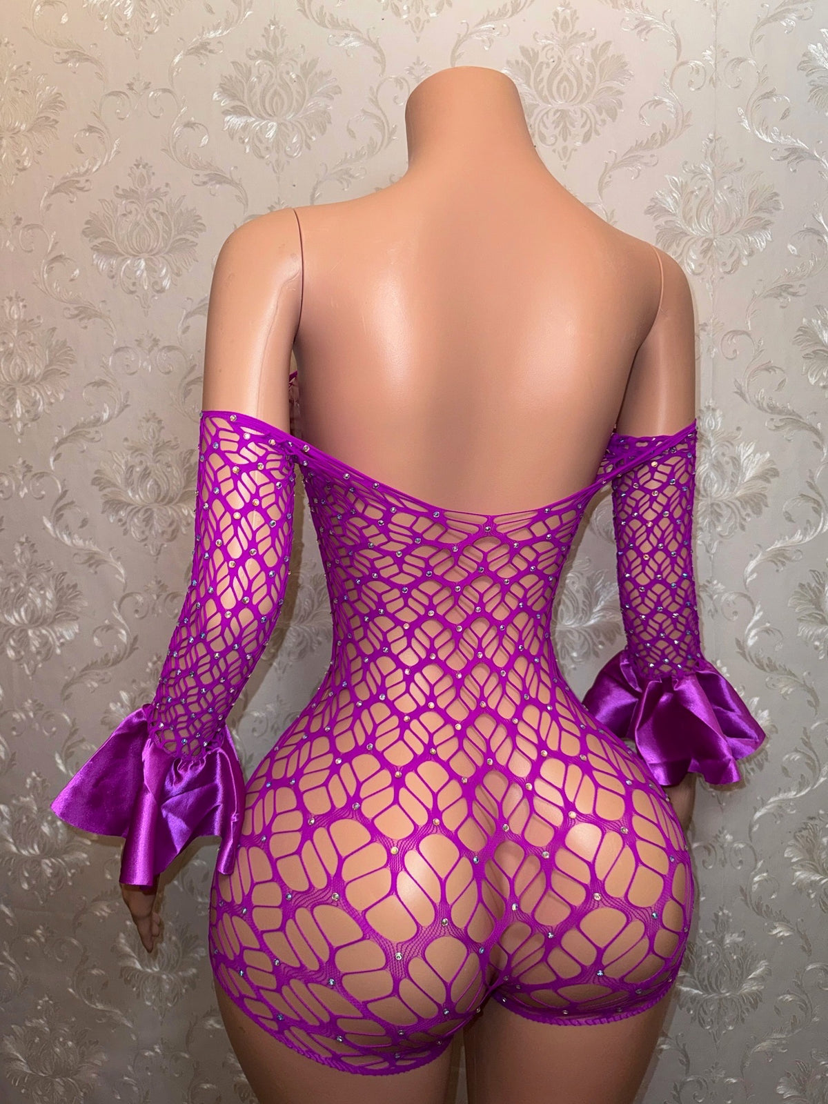 Kayla Fishnet Romper Fits Regular To Plus Size M-XXL