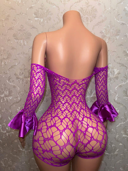 Kayla Fishnet Romper Fits Regular To Plus Size M-XXL