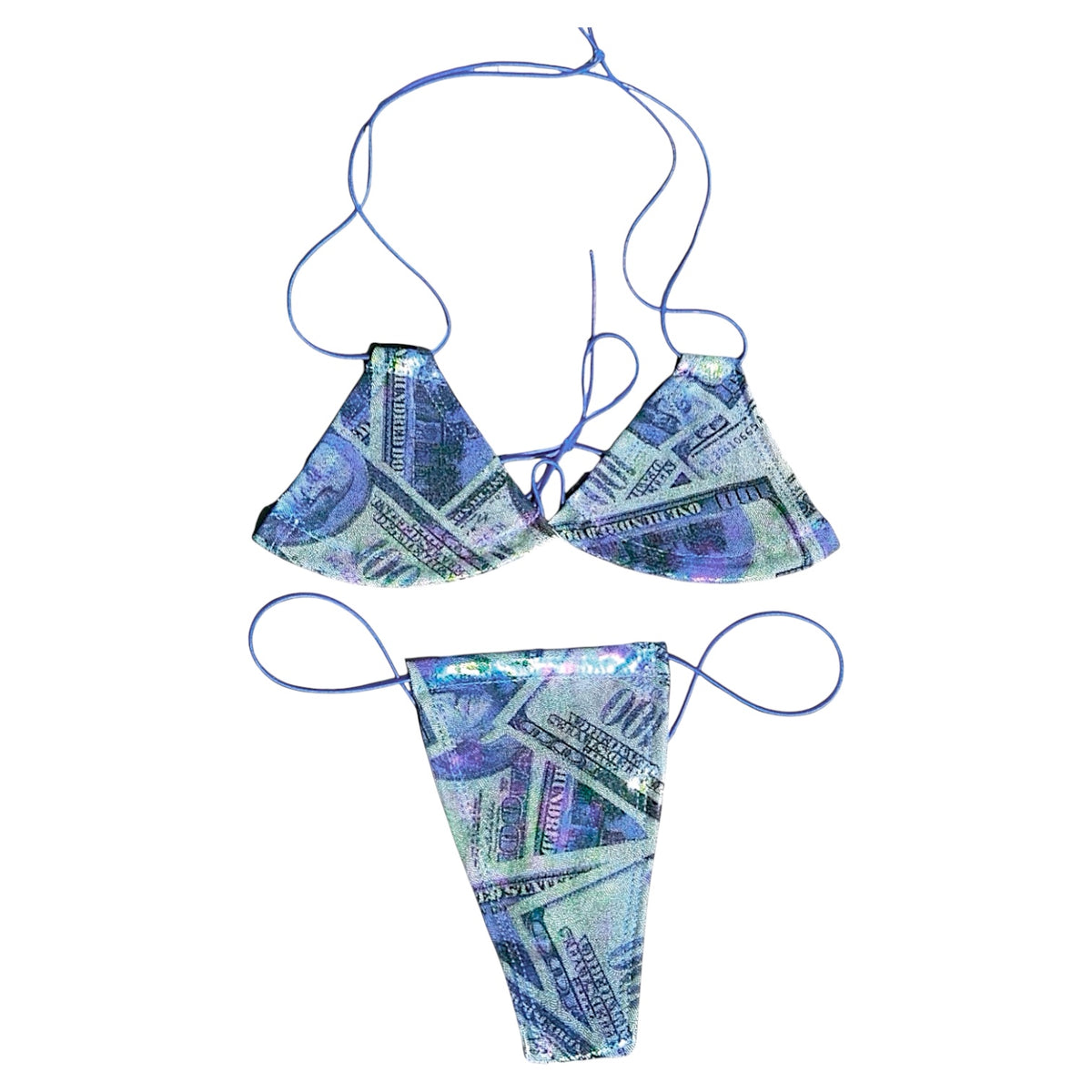 Holographic and Metallic Money Print Bikini