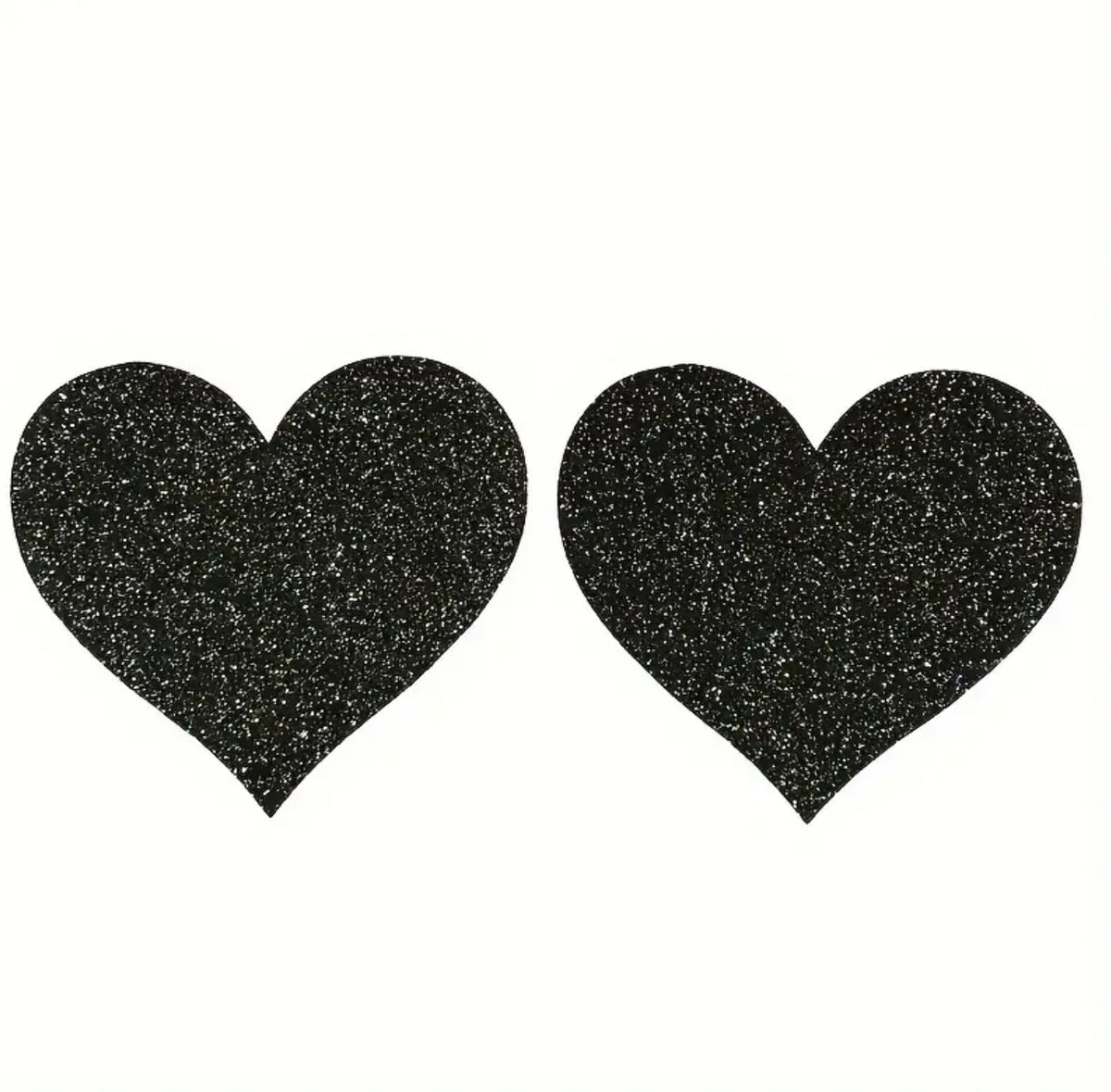 Glitter Pasties Black Hearts