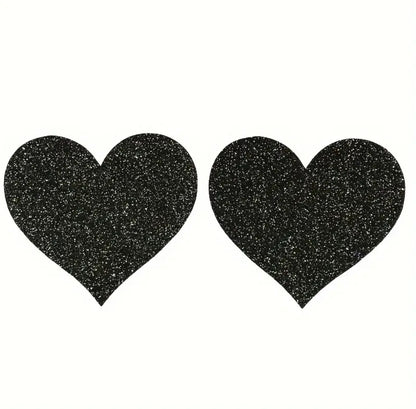 Glitter Pasties Black Hearts