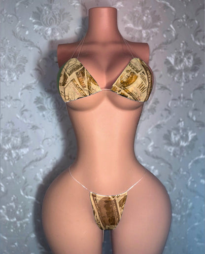 Holographic and Metallic Money Print Bikini