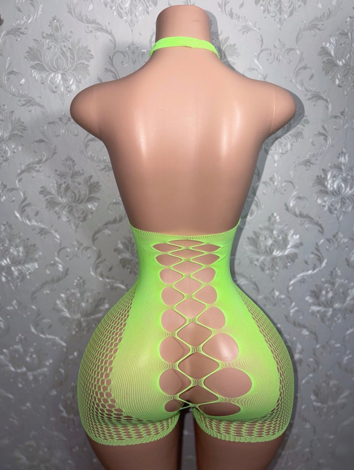 WAP Plain Fishnet Romper Fits S-XL