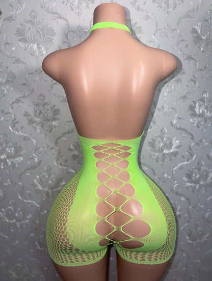 WAP Plain Fishnet Romper Fits S-XL