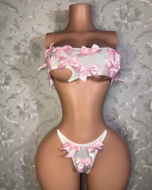 Mylk Asymmetrical 2 Piece Set Includes Bows