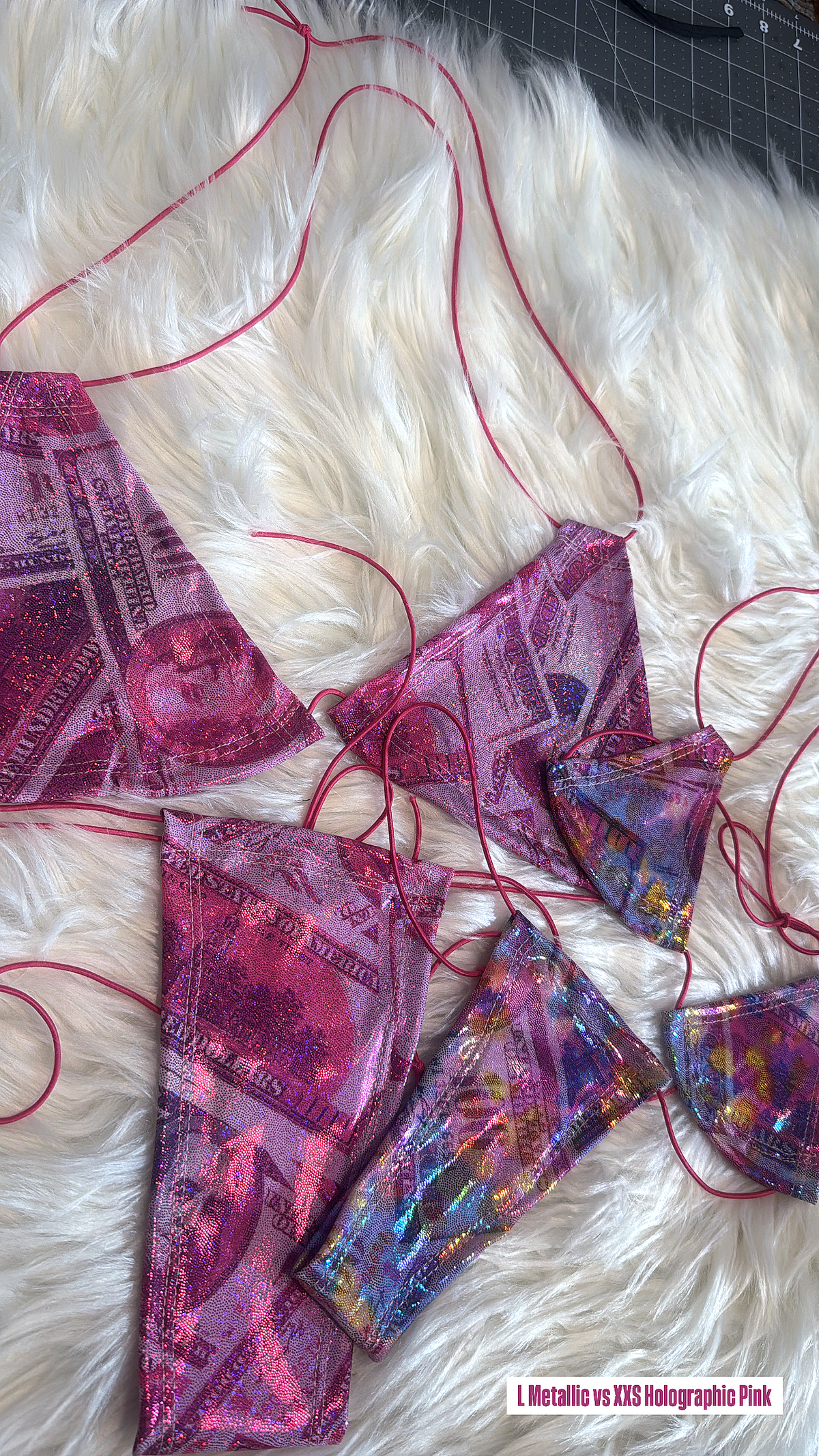 Holographic and Metallic Money Print Bikini