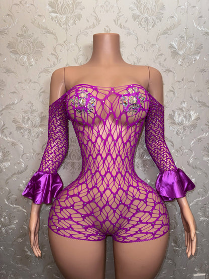 Kayla Fishnet Romper Fits Regular To Plus Size M-XXL