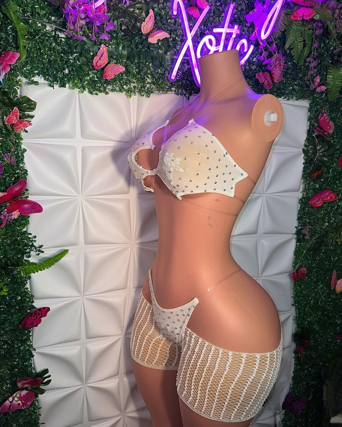 Riyah Diamond Studded Mesh Kini 3 Piece Set