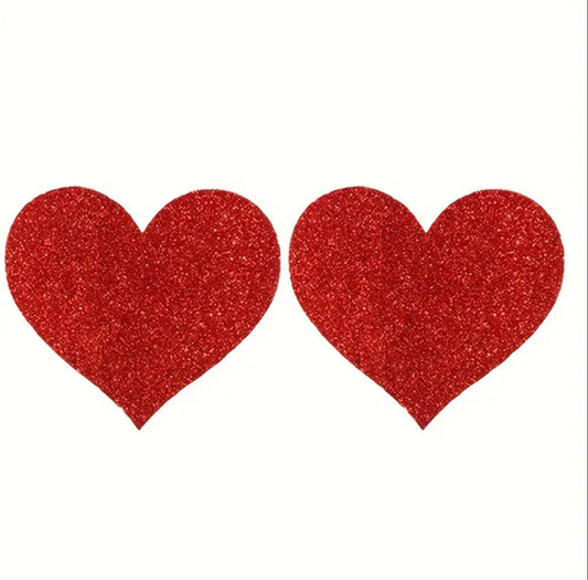 Glitter Pasties Red Hearts