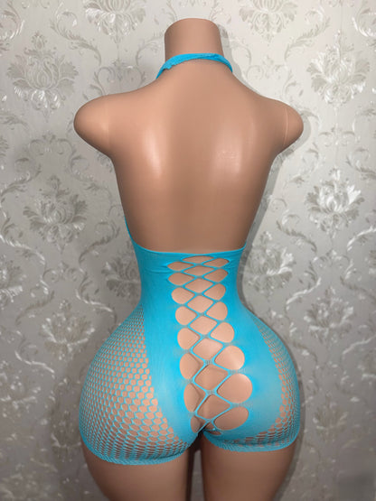 WAP Plain Fishnet Romper Fits S-XL