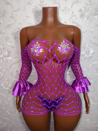 Kayla Fishnet Romper Fits Regular To Plus Size M-XXL