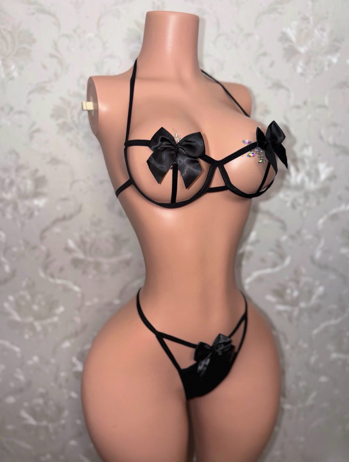 P Fairy Bows Bra and Thong 2 Piece Set