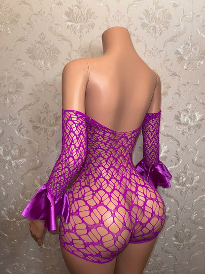 Kayla Fishnet Romper Fits Regular To Plus Size M-XXL