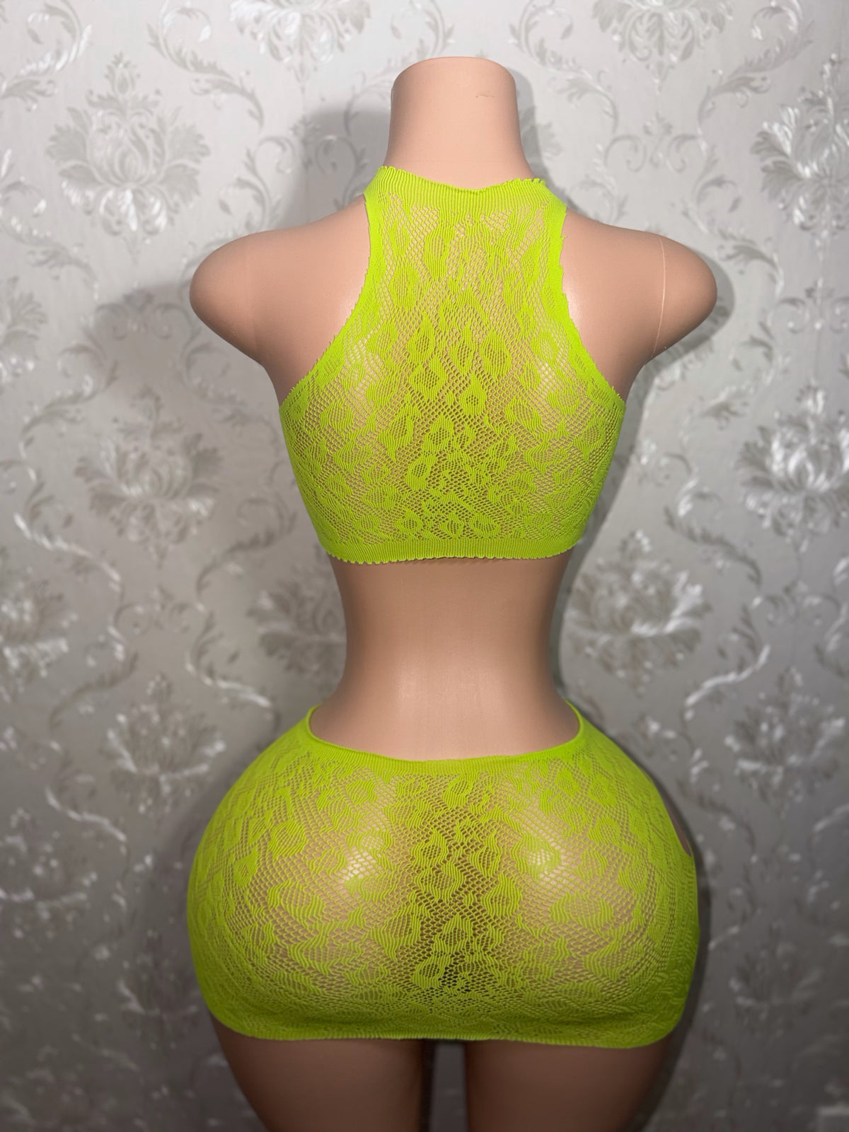 Syn 2 Piece Fishnet Skirt Set Fits XS-L