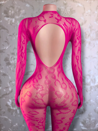 Sherice Cheetah Fishnet Bodystocking One Size Fits All