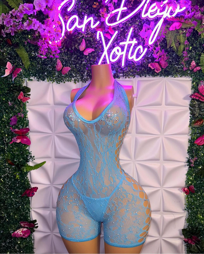 Uchies Lace Romper with Matching Thong 2 Piece Fits XS-XL