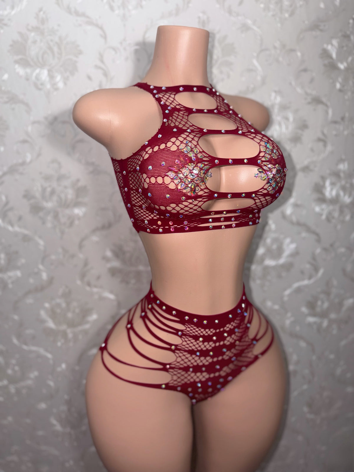 Nairobi Fishnet Cheeky Thong Set Fits XS-L