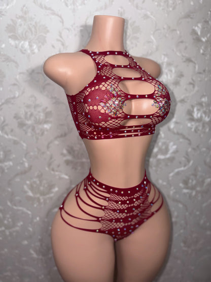 Nairobi Fishnet Cheeky Thong Set Fits XS-L
