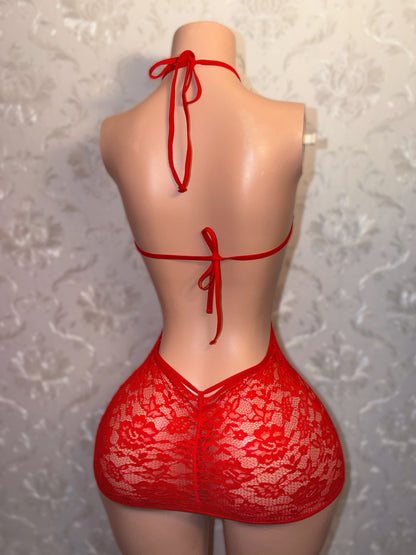 Cupid Lace Hater Mini Dress Set Fits S/M