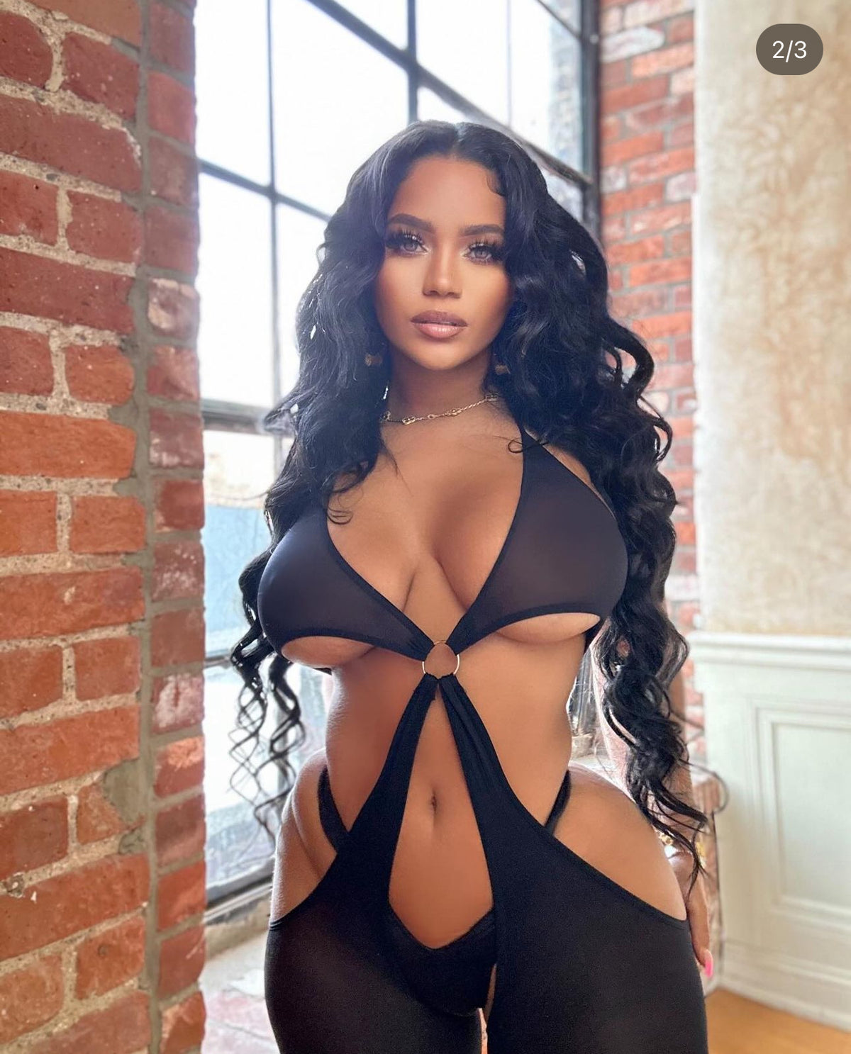 Star O-Ring Mesh Bodystocking Fits XS-M & Curvy M-XL