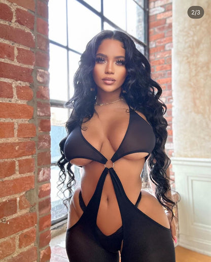 Star O-Ring Mesh Bodystocking Fits XS-M & Curvy M-XL