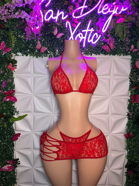 Kourtney Barker 3 Piece Bikini Side Tie Skirt Set
