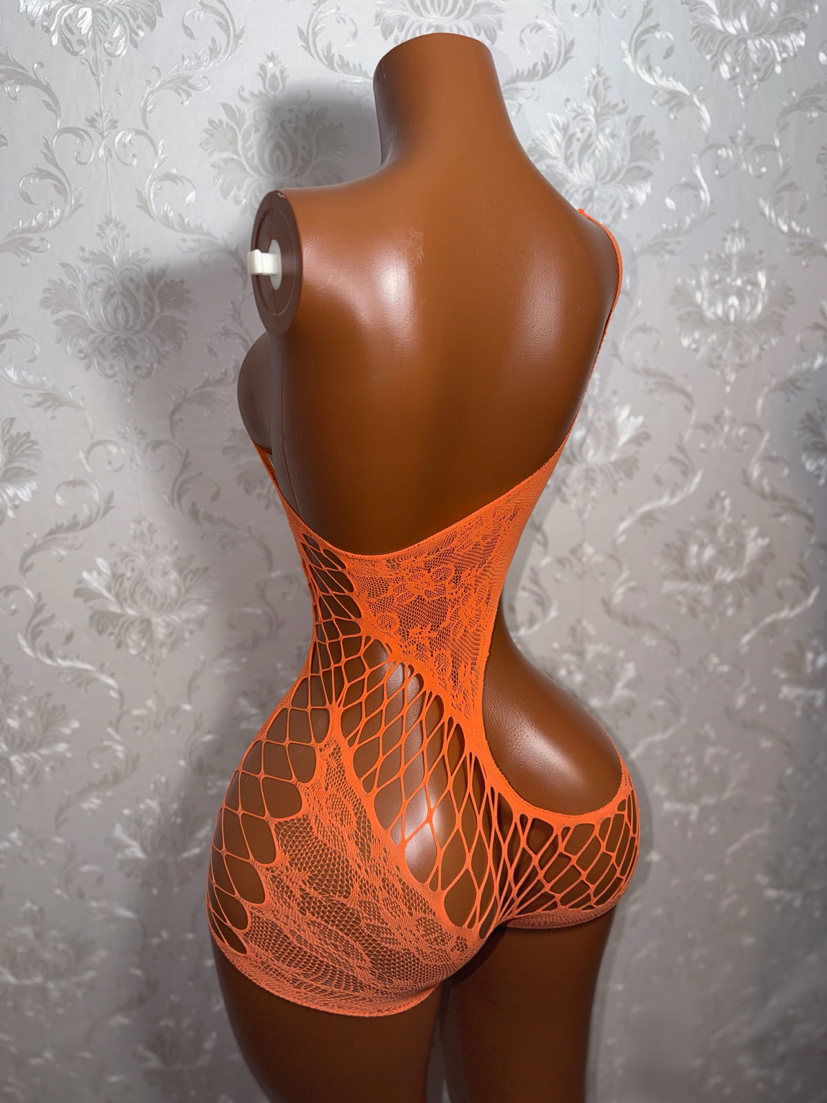 Lace Detail Cutout Fishnet Romper XS-XL