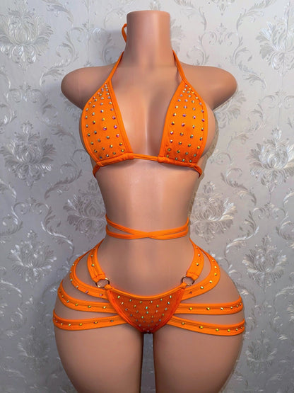Georgia Peach Booty Cage Shorts Set Fits XS-M