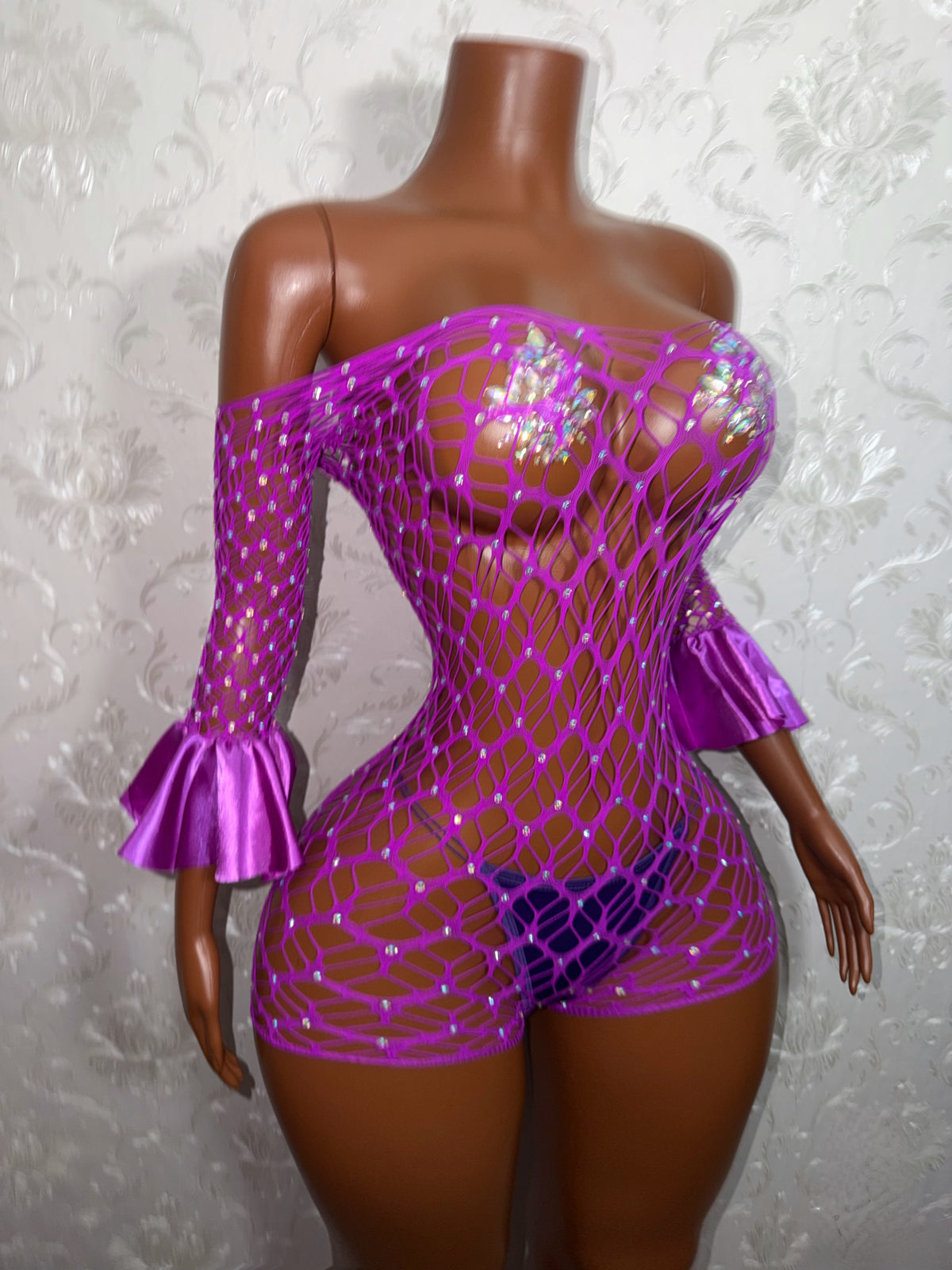 Kayla Fishnet Romper Fits Regular To Plus Size M-XXL