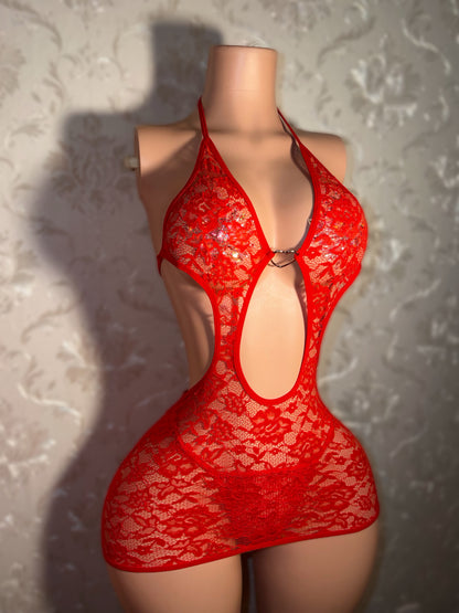 Cupid Lace Hater Mini Dress Set Fits S/M